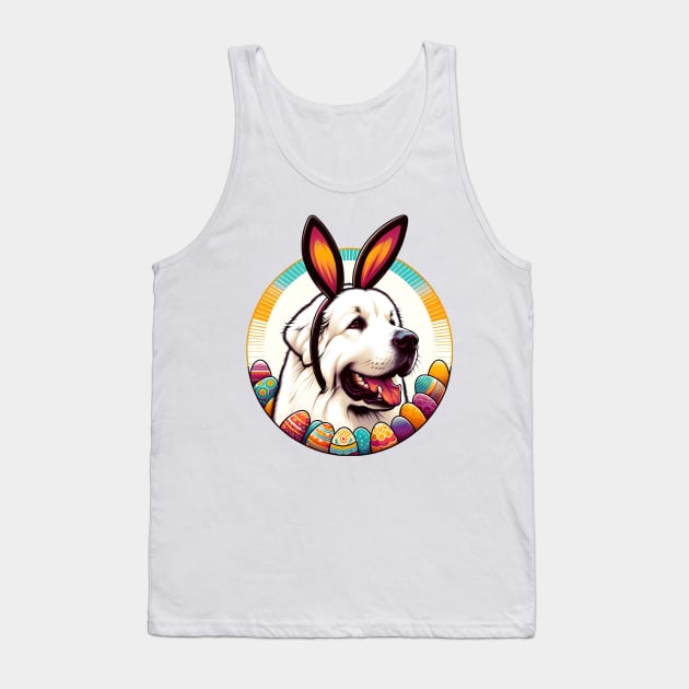 Great Pyrenees Enjoys Easter with Bunny Ears Delight Tank Top by ArtRUs